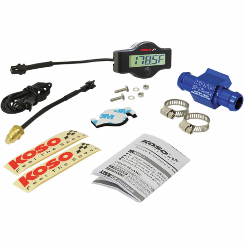 Koso North America - Koso North America Ex-01 Water Temp Meter with  14mm Adapters and Clamps - BA04940014