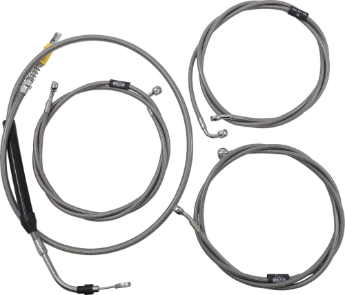 LA Choppers - LA Choppers Standard Handlebar Cable/Brake & Clutch Line/Wire Kit - Stainless Braided - LA-8056KT-16
