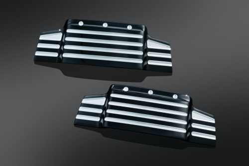 Kuryakyn - Kuryakyn Bahn Valve Cover Accents - Black/Chrome - 7636