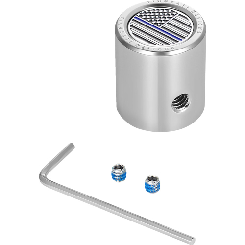 Figurati Designs - Figurati Designs Heel-Toe Shifter Cover - Stainless Steel with Blue Line American Flag Skull - FD70-HTSC-SS