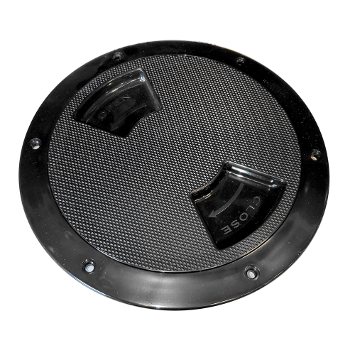 Sea-Dog - Sea-Dog Quarter-Turn Textured Deck Plate w/Internal Collar - Black - 6"