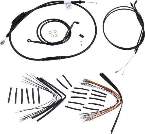 Burly Brand - Burly Brand Black Vinyl Single Disc Handlebar Cable & Brake Line Kit for Jail Bars - 12in. - B30-1136