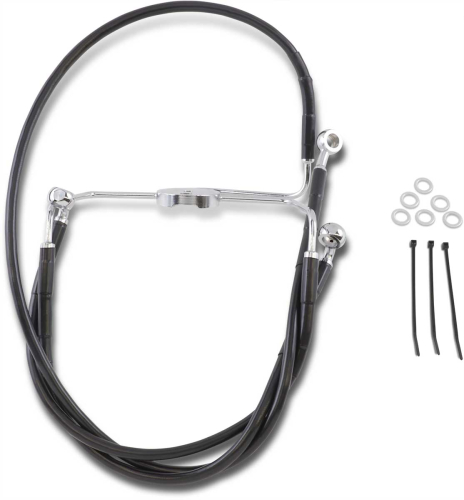 Drag Specialties - Drag Specialties Extended Stainless Steel Front Brake Line Kit - Black Vinyl Coated - 16in./40in. - 644410-10BLK