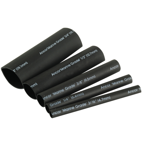 Ancor - Ancor Adhesive Lined Heat Shrink Tubing Kit - 8-Pack, 3", 20 to 2/0 AWG, Black