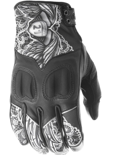 Highway 21 - Highway 21 Vixen Womens Gloves - #5884 489-0091~4 - Black/White Lace - Large