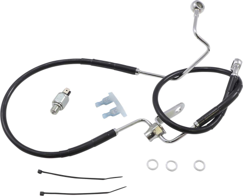 Drag Specialties - Drag Specialties Extended Length Stainless Steel Rear Brake Line Kit - +3in. - Black Vinyl - 1741-6236