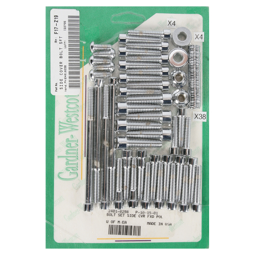 Gardner-Westcott - Gardner-Westcott Cam and Primary Cover Hardware Set - Polished - Chrome - P-10-15-01