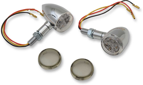 Drag Specialties - Drag Specialties LED Mini Deuce Marker Lights - Amber LED with Clear/Smoke Lens - Chrome - 2040-1957