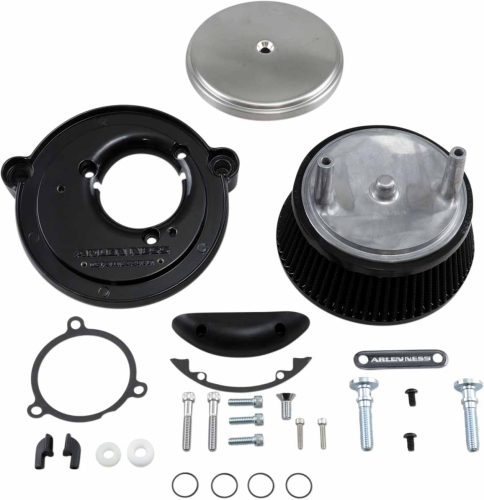 Arlen Ness - Arlen Ness Big Sucker Stage I Air Filter Kit - Brushed Stainless - Red Filter - 18-344