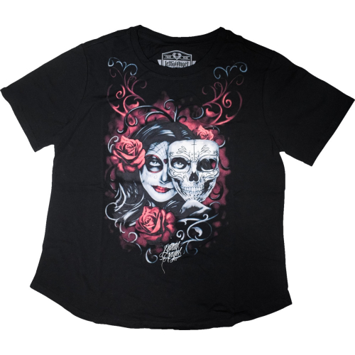 Lethal Threat - Lethal Threat Two Faced Catrina Womens T-Shirt - LA70204-1X - Black - 1XL