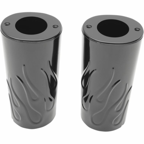 Drag Specialties - Drag Specialties Flame Fork Slide Covers - Stock Length - Black - 0411-0133