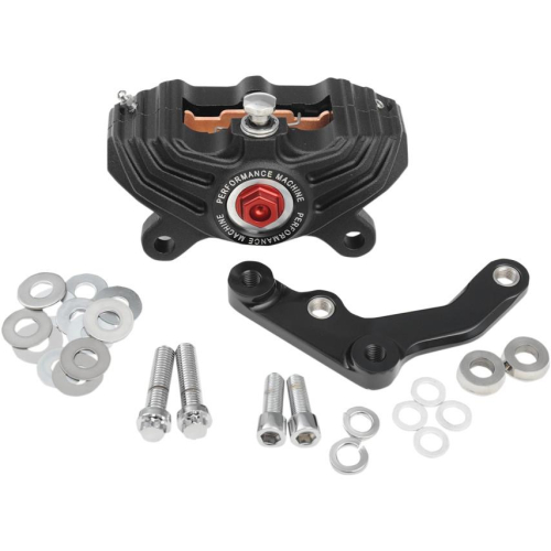 Performance Machine - Performance Machine Single Disc Front Caliper with Bracket for 13in. Rotor - Black - 0052-4009-SMB