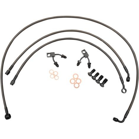 LA Choppers - LA Choppers Midnight Braided Brake Lines - 15-17in. Ape Hangers - LA-8122B16M