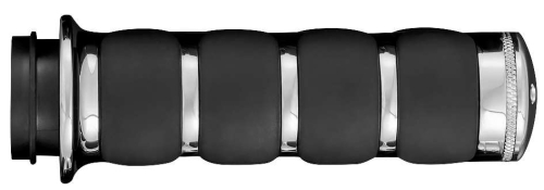 Kuryakyn - Kuryakyn ISO Grips with Chrome Accent Rings without Throttle Boss - 6408