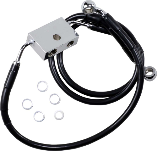 Drag Specialties - Drag Specialties Extended Length Stainless Steel Front Brake Line Kit - +8in. - Black Vinyl - 1741-5309