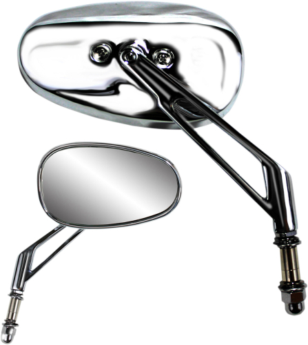 Parts Unlimited - Parts Unlimited Billet Chrome Mirror - Short Stem - 6in. Billet-Style Stem - 0640-0951