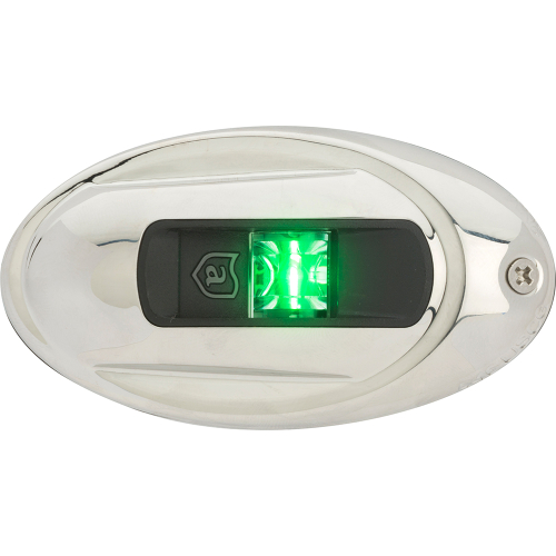 Attwood Marine - Attwood LightArmor Vertical Surface Mount Navigation Light - Oval - Starboard (green) - Stainless Steel - 2NM