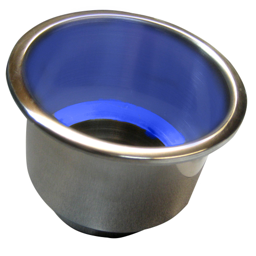 Whitecap - Whitecap Flush Mount Cup Holder w/Blue LED Light - Stainless Steel