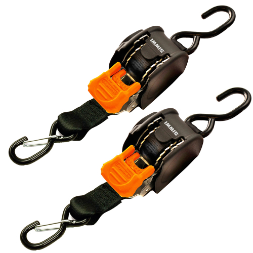 CargoBuckle - CargoBuckle Mini G3 Retractable Tie-Down w/ Dual S-Hooks 1" x 72" - Pair