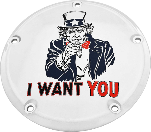 Custom Engraving LTD - Custom Engraving LTD Patriotic Derby Cover for Uncle Sam - Chrome - M8 Softail - PATR10-67