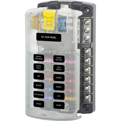 Blue Sea Systems - Blue Sea 5026 ST Blade Fuse Block w/Cover - 12 Circuit w/Negative Bus