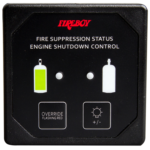 Fireboy-Xintex - Xintex Deluxe Helm Display w/Membrane Switch, Remote Horn & LEDs f/Engine Shutdown System - Black Bezel Display