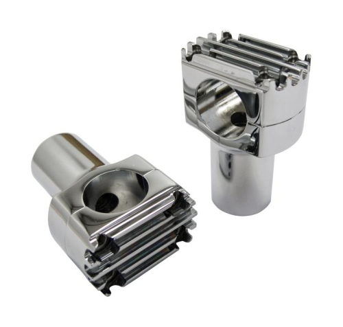 NYC Choppers - NYC Choppers Grooved Handlebar Risers - 1.69in. Rise - Gloss Black - NYC-404B
