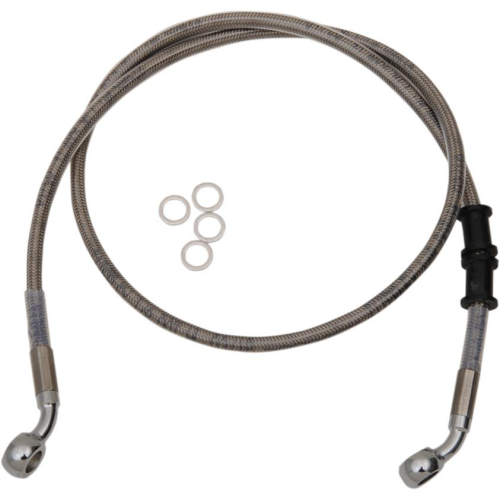 Drag Specialties - Drag Specialties Extended Length Stainless Steel Front Brake Line Kit - +4in. - Clear-Coated - 1741-5360