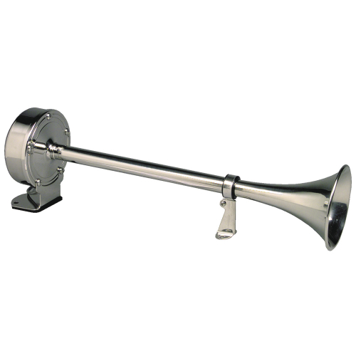 Schmitt & Ongaro Marine - Schmitt &amp; Ongaro Deluxe All-Stainless Single Trumpet Horn - 24V