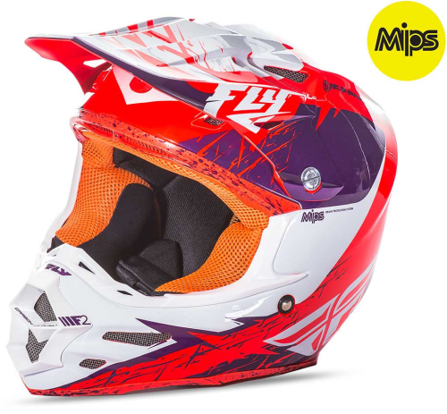 Fly Racing - Fly Racing F2 Carbon MIPS Retrospec Helmet - 73-42262X - Purple/Neon Orange - 2XL