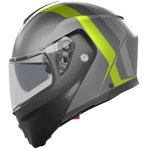 AGV - AGV StreetModular Resia Helmet - 2118296002007L - Matte Gray/Black/Fluo Yellow - Large