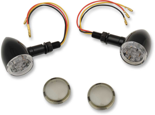 Drag Specialties - Drag Specialties LED Mini Deuce Marker Lights - Amber LED with Clear/Smoke Lens - Gloss Black - 2040-1960