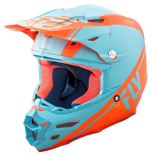 Fly Racing - Fly Racing F2 Carbon Rewire Helmet - 73-4168-6-2X - Matte Light Blue/Orange - 2XL