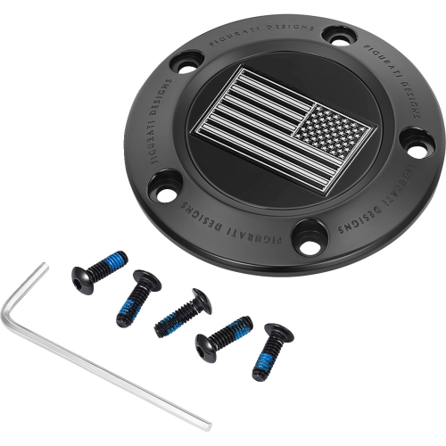 Figurati Designs - Figurati Designs Timing Cover - Black with Contrast Cut American Flag - 5 Hole - FD26R-TC-5H-BLK