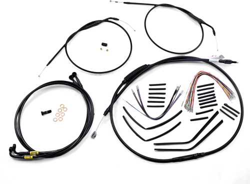 Burly Brand - Burly Brand Extended Cable/Brake Line Kit for 14in. Ape Handlebars - Black - B30-1193