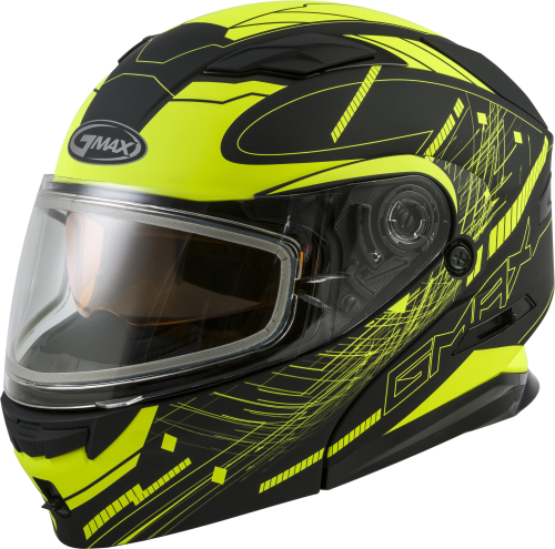 G-Max - G-Max MD-01S Wired Helmet - G2014233 TC-24 - Black/Hi-Vis Yellow - X-Small