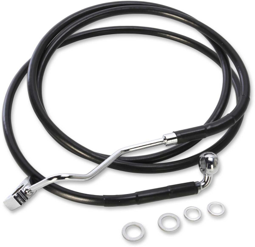 Drag Specialties - Drag Specialties Extended Stainless Steel Front Brake Line Kit - Black Vinyl Coated - 70.5in. (+6in.) - 1741-4507