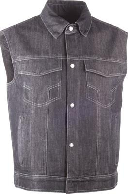 Highway 21 - Highway 21 Iron Sights Traditional Collar Denim Vest - 6049 489-10758 - Black - 4XL