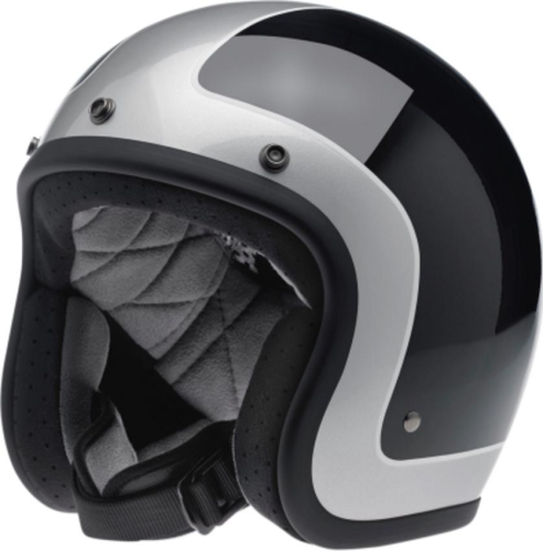 Biltwell Inc. - Biltwell Inc. Bonanza Tracker Helmet - BHTRKBKSILXSM - Gloss Black/Silver - X-Small