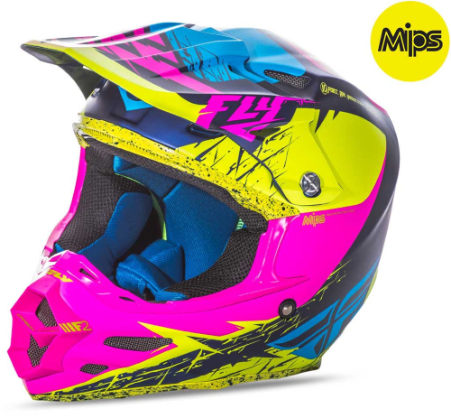 Fly Racing - Fly Racing F2 Carbon MIPS Retrospec Helmet - 73-4229L - Hi Vis/Pink Neon - Large