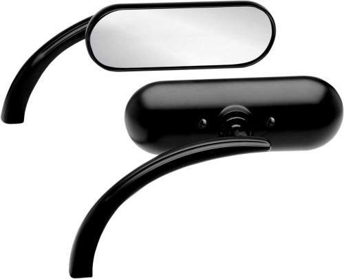 Arlen Ness - Arlen Ness Micro Die-Cast Mini Oval Mirror - Left - Black - 13-412