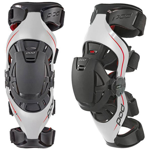 POD - POD K4 MX Knee Braces - Pair - K4016-595-MD/LG - Gray/Red - Md-Lg