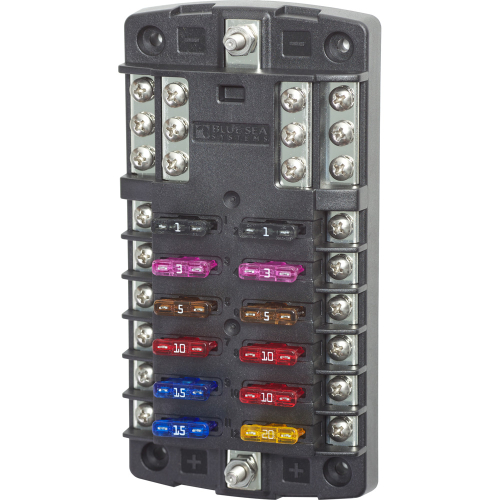 Blue Sea Systems - Blue Sea 5031 ST Blade Fuse Block w/o Cover - 12 Circuit w/Negative Bus