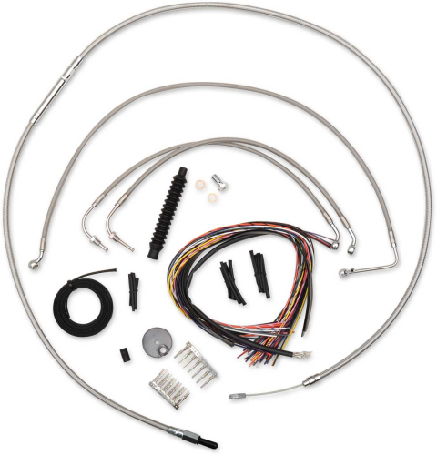 LA Choppers - LA Choppers Complete Handlebar Cable/Brake & Clutch Line/Wire Kit - Stainless Braided - LA-8012KT2-13