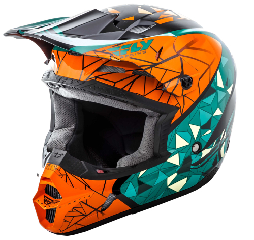 Fly Racing - Fly Racing Kinetic Crux Youth Helmet - 73-3388YM - Teal/Orange/Black - Medium