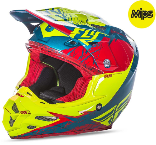 Fly Racing - Fly Racing F2 Carbon MIPS Retrospec Helmet - 73-4223XS - Red/Hi-Vis - X-Small
