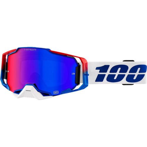 100% - 100% Armega Genesis Goggles - 50720-358-02 - Genesis/White/Blue / HiPER Red/Blue Mirror Lens - OSFM