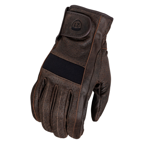 Highway 21 - Highway 21 Jab Perforated Leather Gloves - 489-00432X - Brown - 2XL