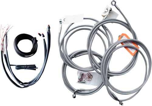 LA Choppers - LA Choppers Complete Handlebar Cable/Brake & Clutch Line/Wire Kit - Stainless Braided - LA-8052KT2-13