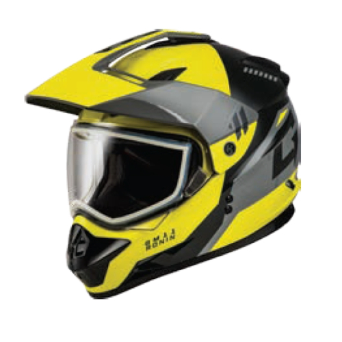 G-Max - G-Max GM-11S Ronin Snow Helmet with Dual Lens Shield - A21151198 - Yellow/Silver/Grey - 2XL